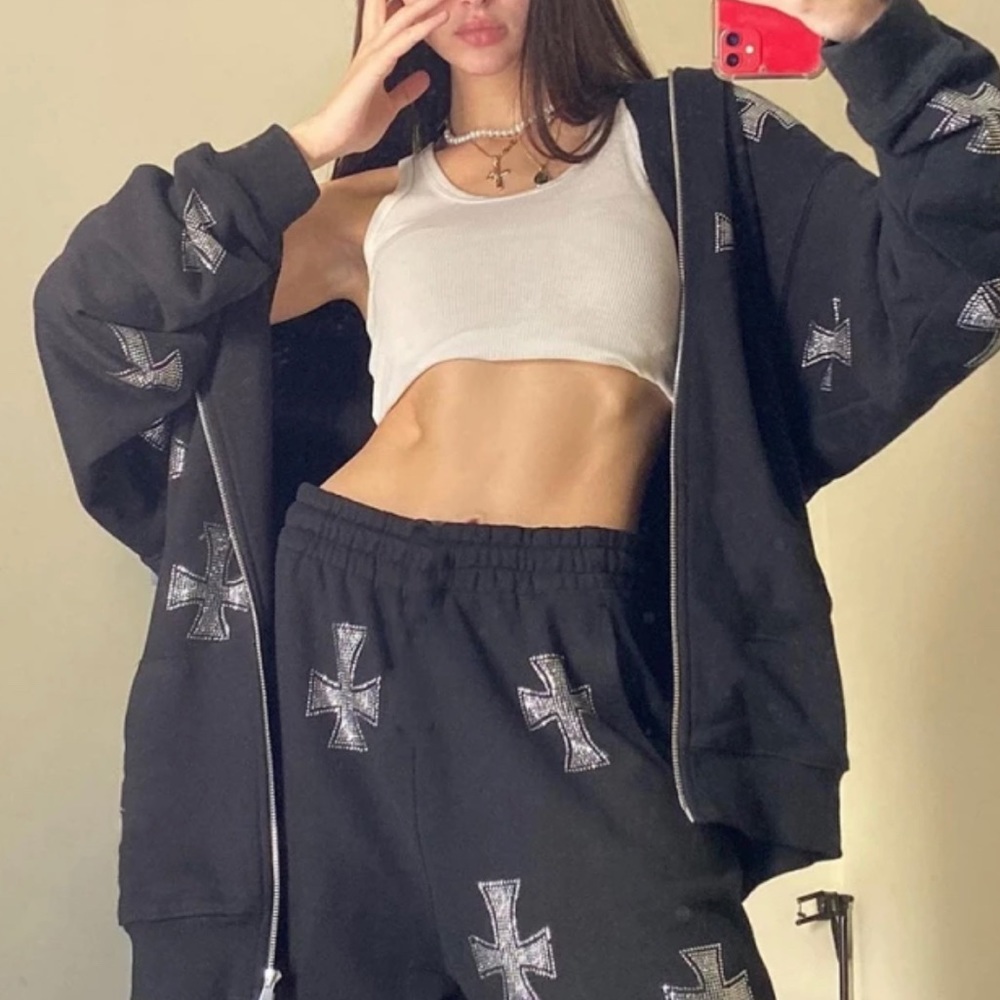 Black cross sweat set NEW